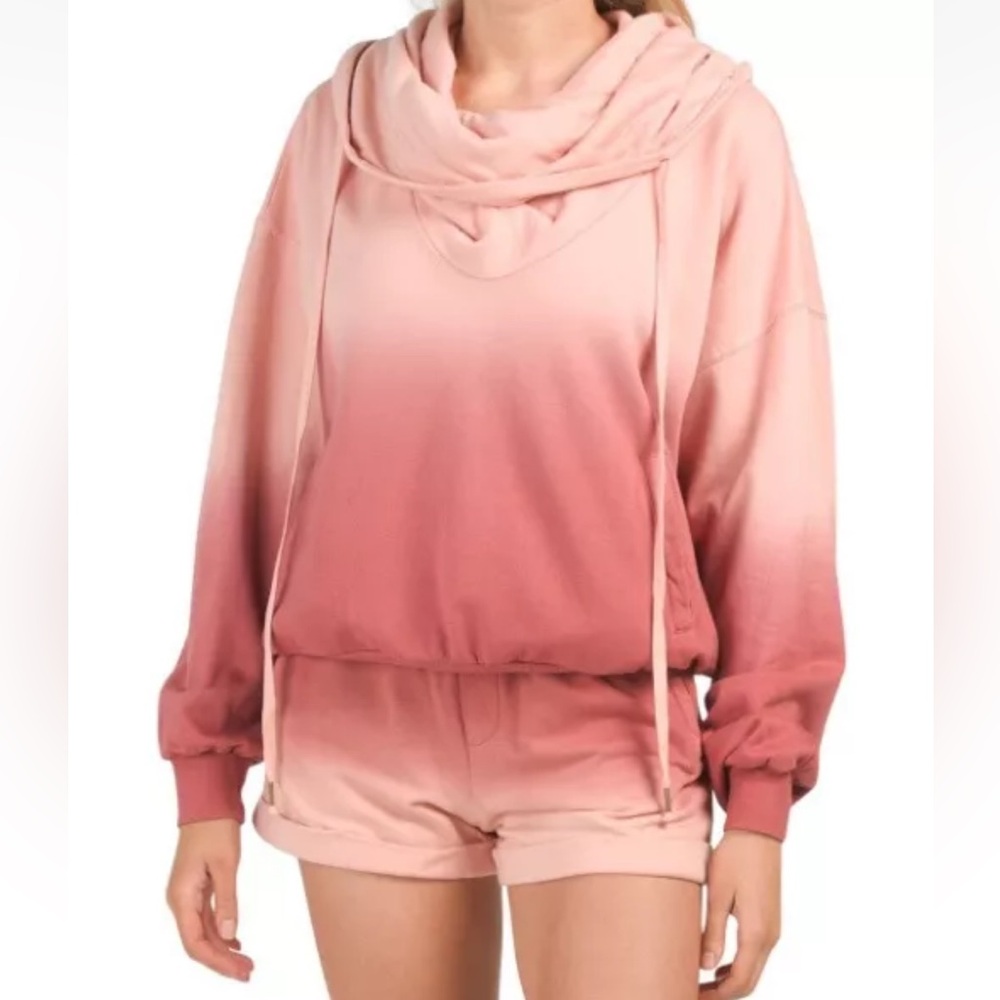 NEW Set of Young Fabulous & Broke Pink Tie Dye Piper Hoodie & Shorts sz L